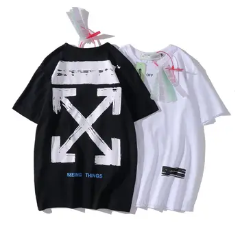 

OFF white- Tide brand short-sleeved T-shirt loose letters Twill Arrow print men and women couple summer High quality T-shirt