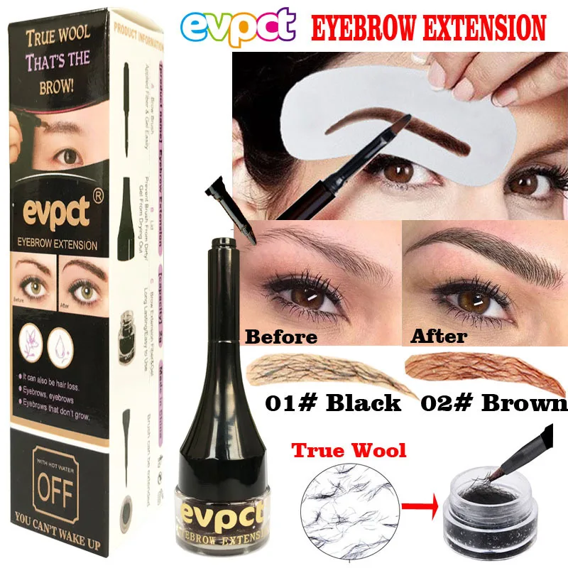 Evpct 3D Extension Eyebrow Enhancers Waterproof Lasting Enhancers Tattoo Natural Fiber Building Brow Hair Eyebrow MakeUp TSLM2