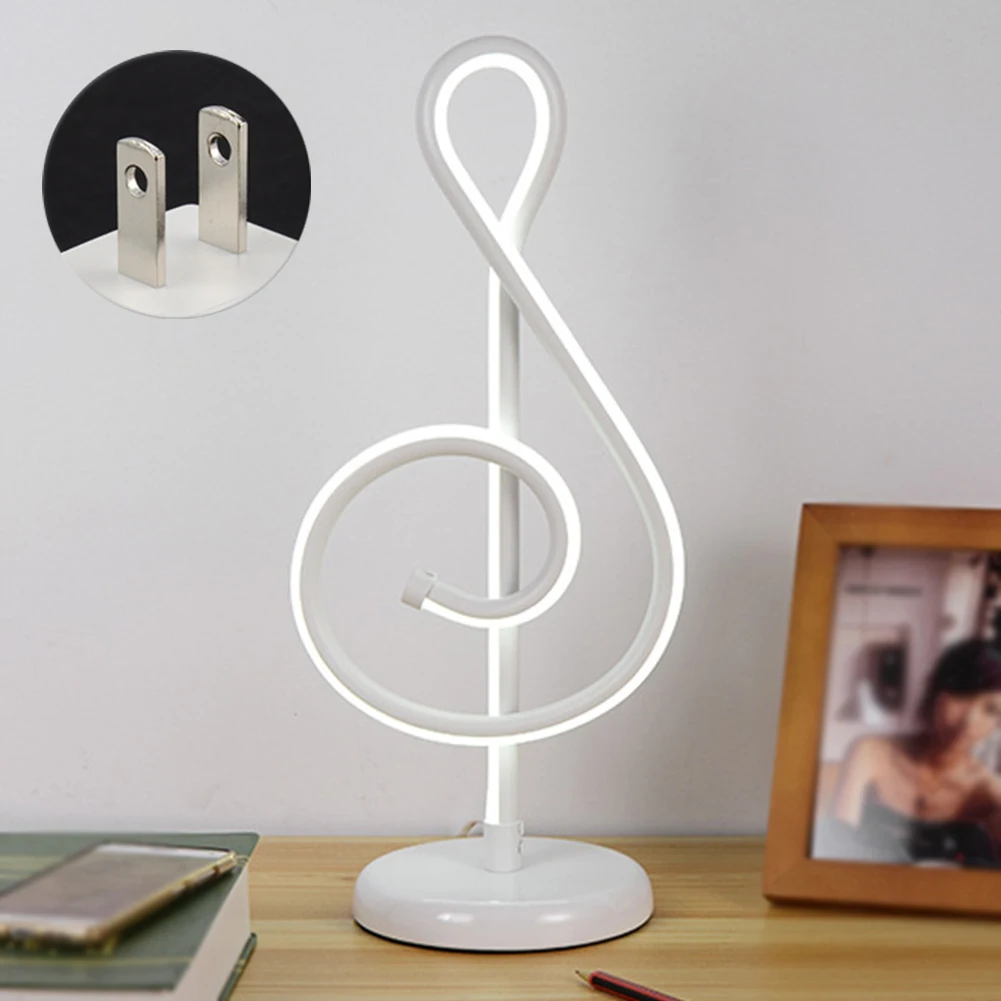 

Aluminum Led Home Table Lamp Dimming Reading Light Modern Practical Study Musical Note Bedroom Button Heat Dissipation