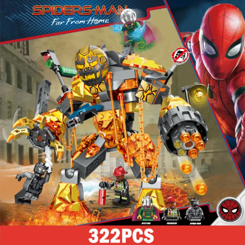 Online 322 stücke Legoinglys Marvel Avengers Super Heroes Serie Spiderman Geschmolzenen Mann Schlacht 76128 Gebäude Kit Bausteine Ziegel Spielzeug