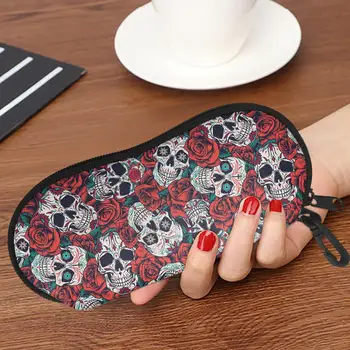 

Flower Sugar Skull Eyewear Cases Cover Sunglasses Case for Women Fashion Glasses Box With Hook Eyeglass Cases for Men Women