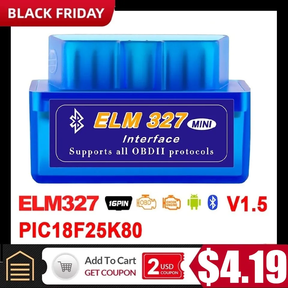 ELM327 Bluetooth V1.5 PIC18F25K80 ElM327 OBD2 сканер ElM 327 Bluetooth Android/PC ELM 327 OBD2 Bluetooth адаптер ELM 327 1,5