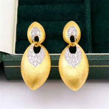 

CMajor S925 Solid Sterling Silver Delicate Vintage Temperament Luxurious Elegant Geometric Two Tone Drop Earrings for Women
