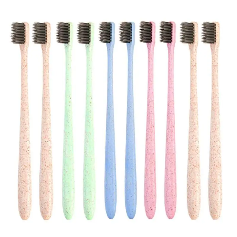 10 шт. портативная зубная щетка es аксессуары для ванной комнаты пшеничная соломенная дорожная зубная щетка зубные щетки для взрослых