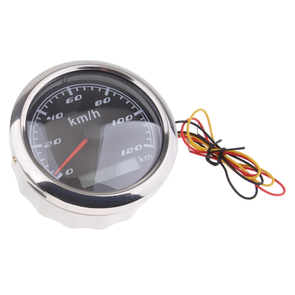 Marine Car Digital GPS Speedometer Gauge 0-120 km/h 85mm 316L Black