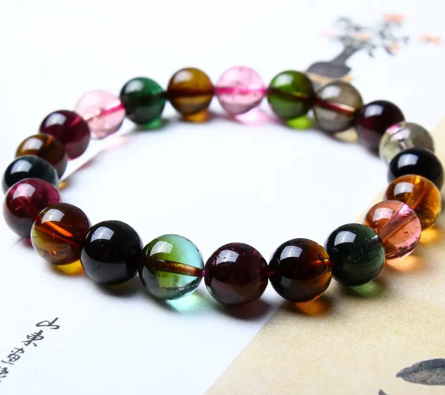 

Import 8.5 Size Brazil Tourmaline Bracelets Transparent Lip Color-Rainbow Tourmaline Gorgeous
