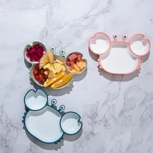 Assiette d'alimentation en Silicone pour bébé, dessin animé, forme de crabe, aspiration, vaisselle, bol d'apprentissage pour bébés, produits pour enfants sans BPA 