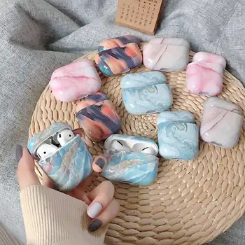 

For AirPods Case Luxury Marble Pattern Earphone Case For AirPods 2 Glossy Hard Headset Cover Bluetooth Wireless Headphone Cases