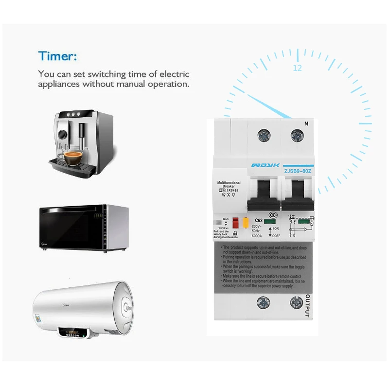  2P WiFi Smart Circuit Breaker with Energy monitoring and meter function with Alexa and Google home  - 4000059365330