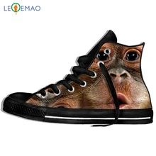 Прогулочные парусиновые ботинки; дышащая обувь; сезон весна-осень-зима; забавная Спортивная парусиновая обувь с изображением обезьяны; классические кроссовки