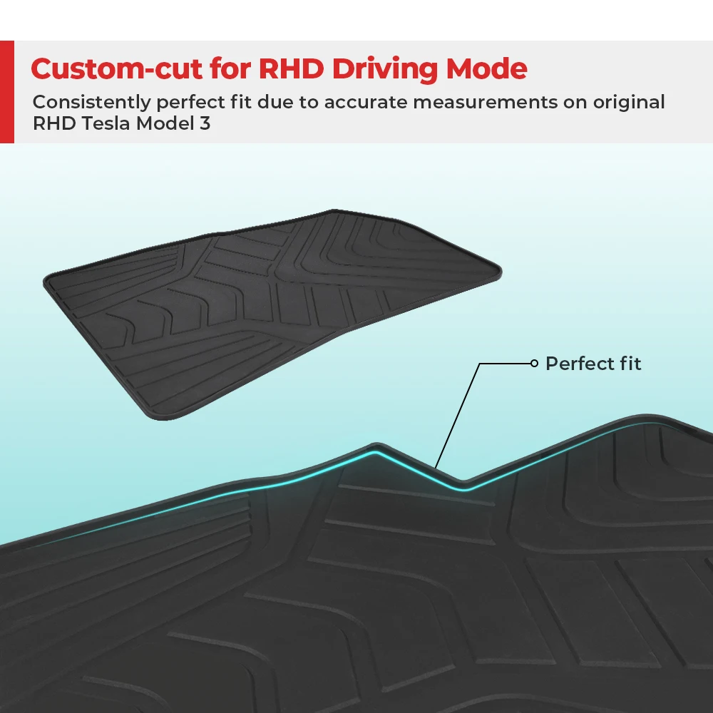 3 шт. автомобильные коврики для Tesla модель 3- правый руль автомобильный вкладыш напольный ковер коврик всепогодный резиновый водоотталкивающий