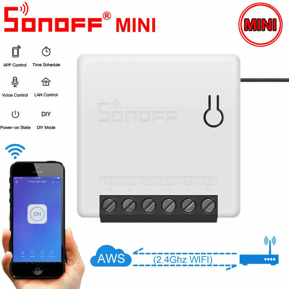 

Itead Sonoff MINI DIY Smart Switch Small Body Remote Control Wifi Switch Support An External Switch Work With Alexa Google Home