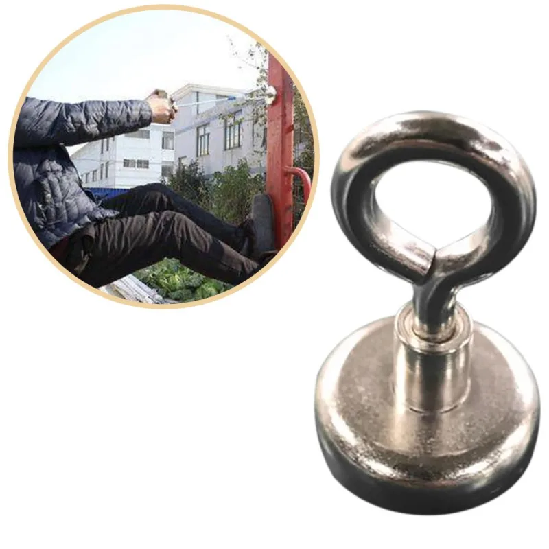 

Heavy Duty Magnet Strong Powerful Round Neodymium Magnet With Countersunk Hole And Eyebolt Adsorbed On Iron Plate Other Object