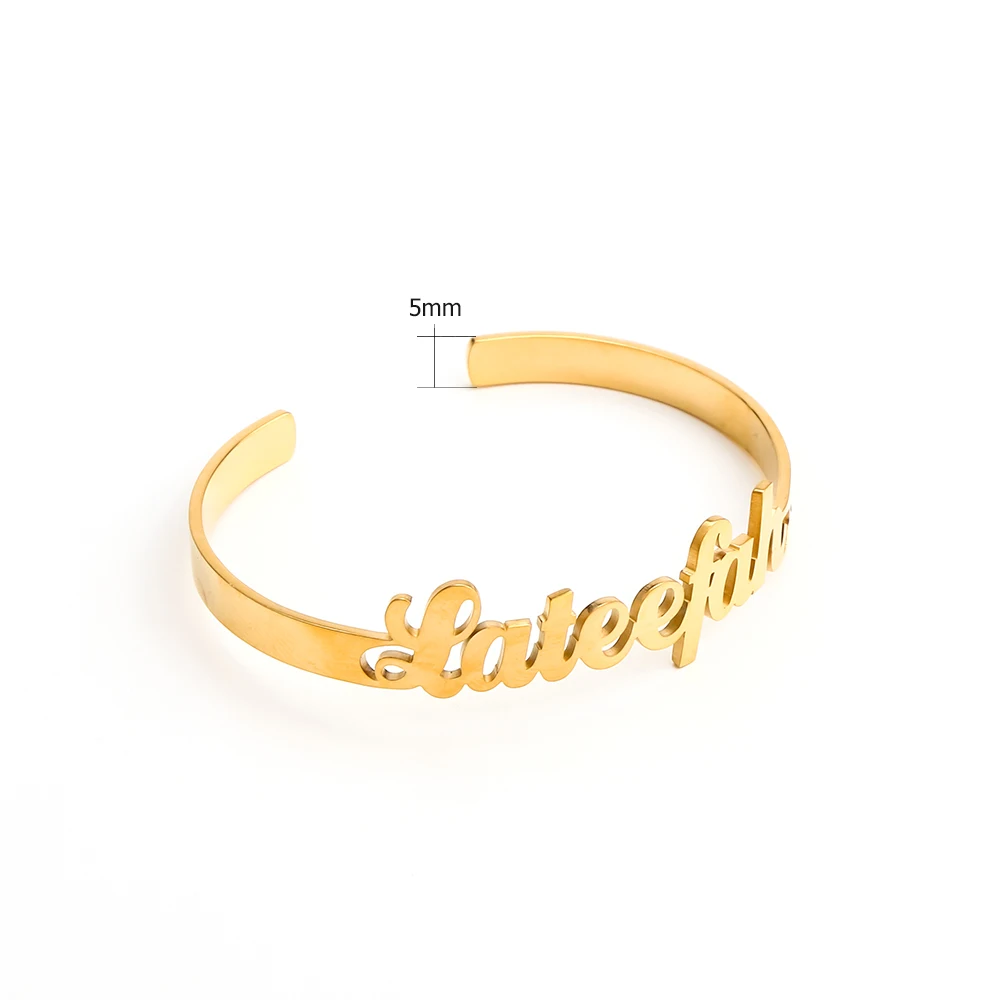 Lateefah Personalized Men Women Bracelet with Open Design Custom Name Bracelet Women Bangles Personalized Fashionable Gifts
