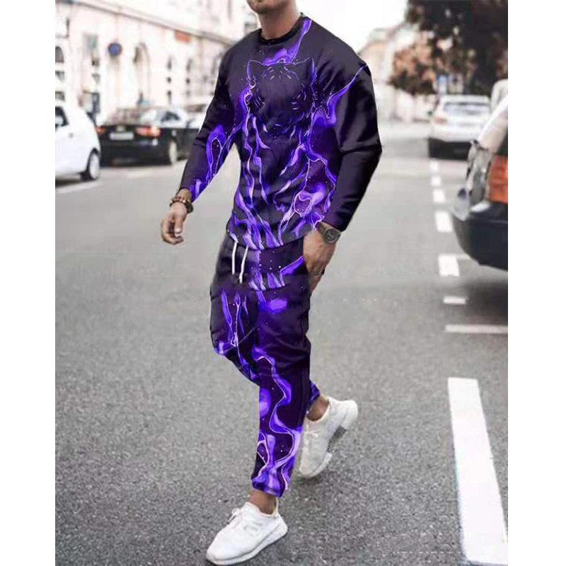 Spring Autumn Men's Set Casual Sportswear Fashion Male Running Suit Men Long-sleeved T-shirt+Sports Trousers 2-Piece Plus Size Spring Autumn Men's Set Casual Sportswear Fashion Male Running Suit Men Long-sleeved T-shirt+Sports Trousers 2-Piece Plus Size