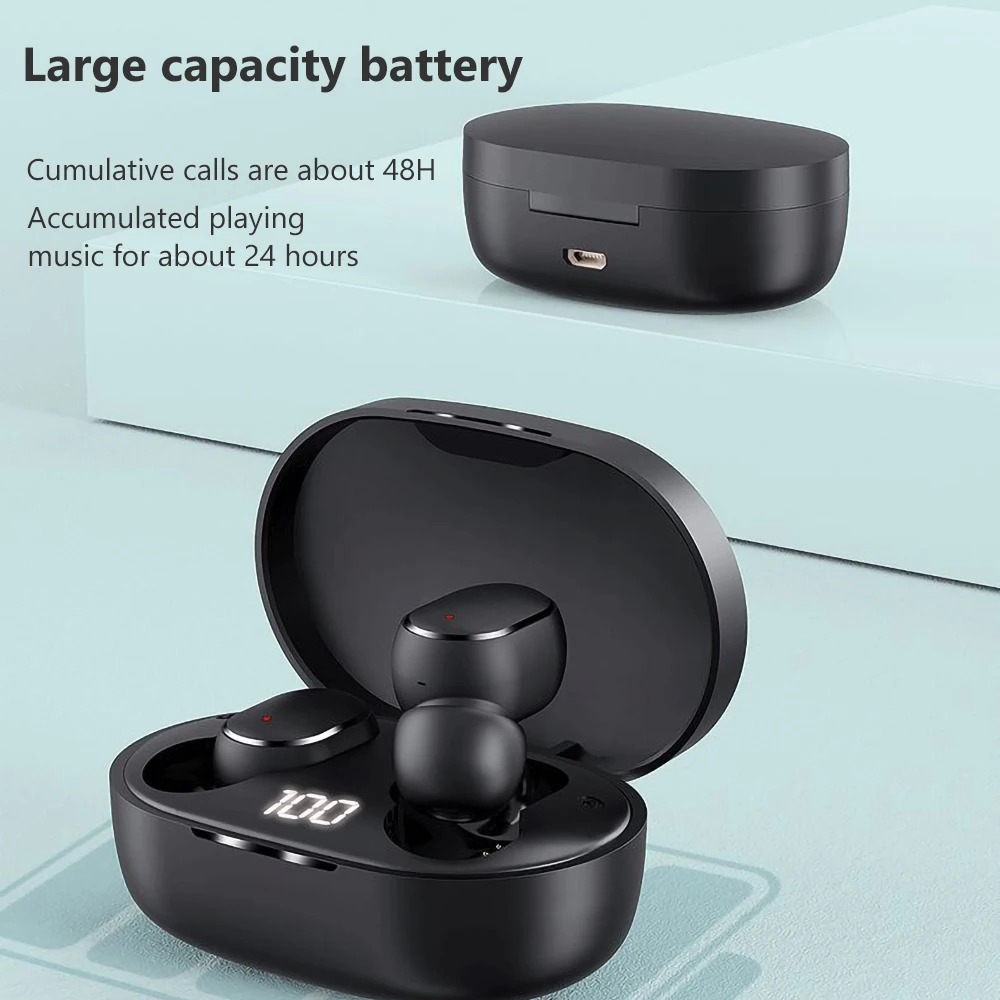 Наушники вкладыши TWS Bluetooth наушники IPX5 Водонепроницаемый светодиодный Дисплей