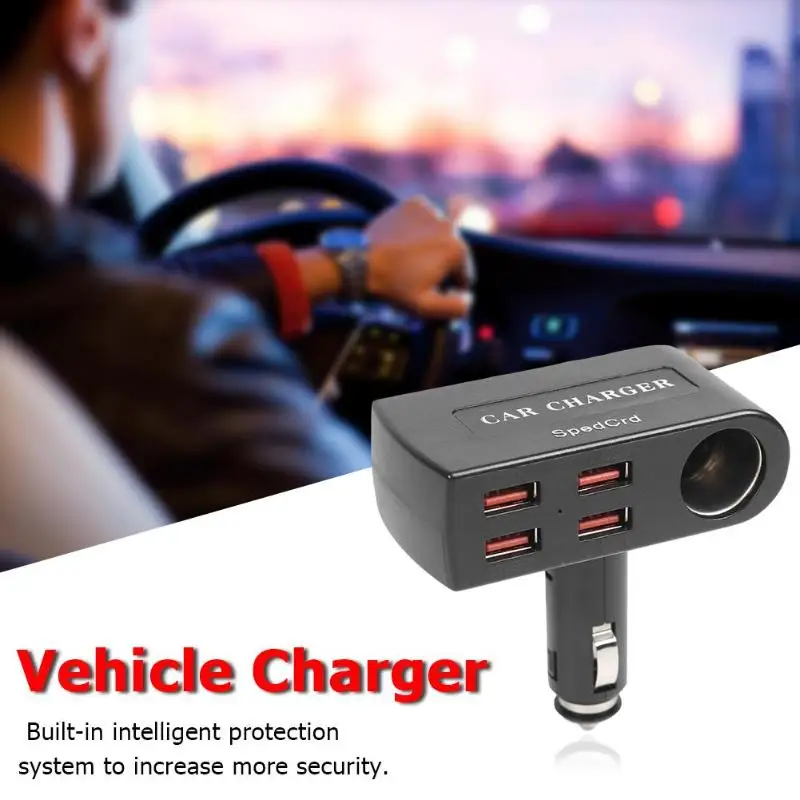 Универсальное автомобильное зарядное устройство, 4 usb порта, QC 3,0 3A, адаптер для быстрой зарядки, гнездо для прикуривателя для телефона, планшета