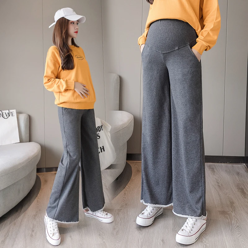 

Spring Autumn Wide Leg Maternity Pants High Waist Stomach Lift Pregnancy Pants Solid Color Loose Comfortable Pregnancy Clothes