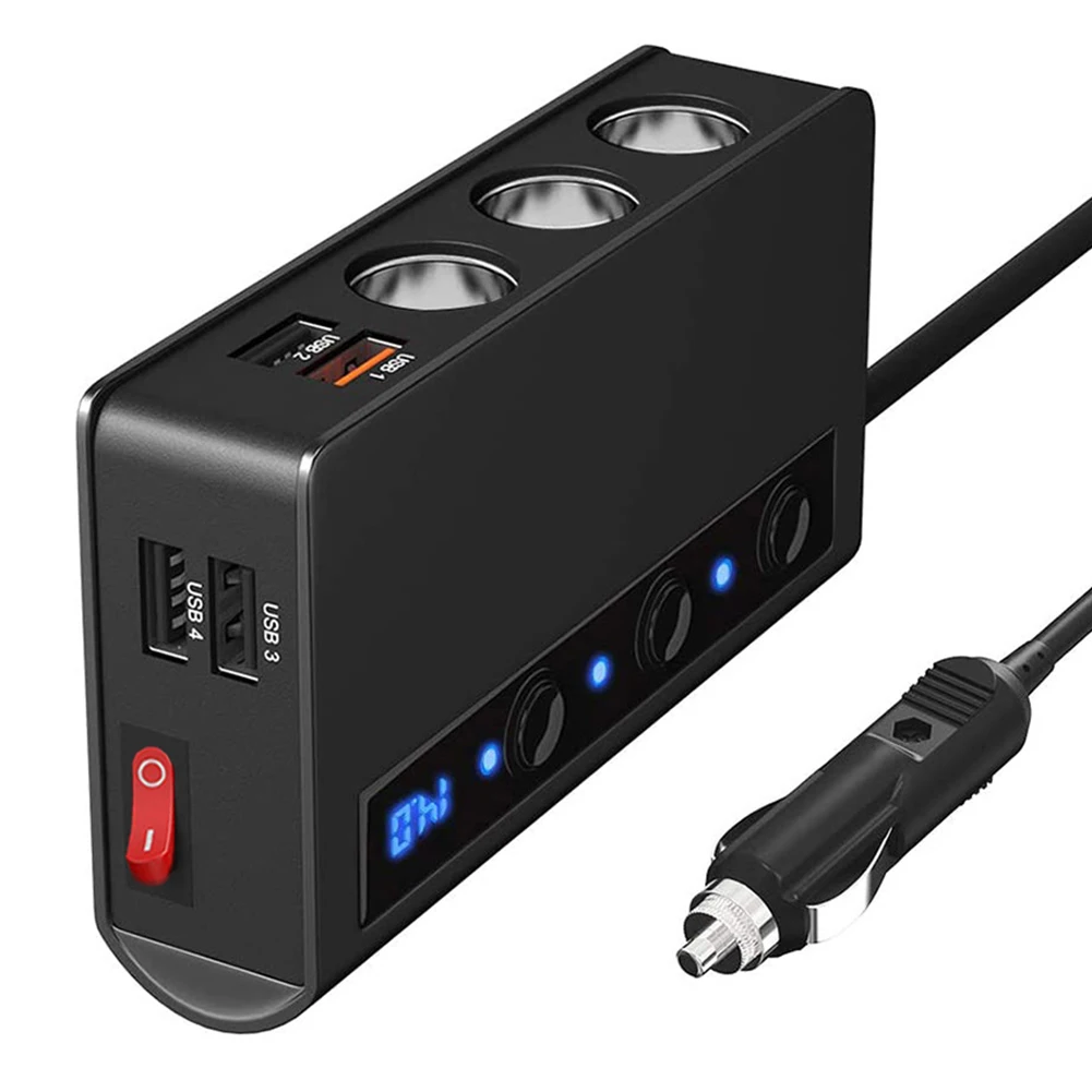Quick Charge 3.0 Cigarette Lighter Splitter 12V - 24V 3 Socket 180W ON-OFF DC Power Adapter Car 4 Port USB Charger | Автомобили и