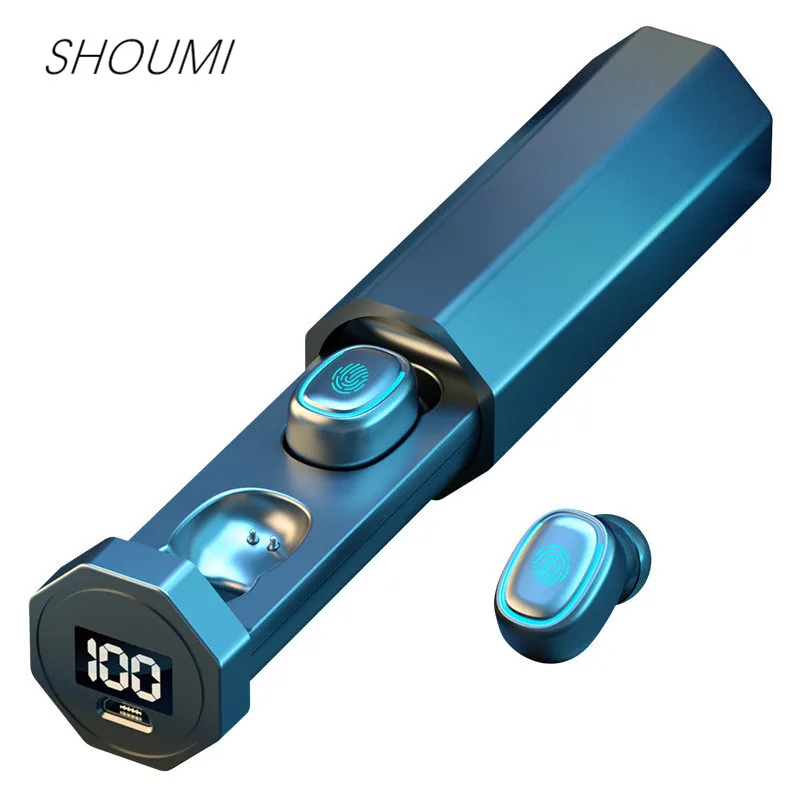 Shoumi TWS Wireless Earphones B9 Stereo in Ear Sports Headset Power Digital Display Touch Key Bluetooth 5 0 with Mic for Xiaomi