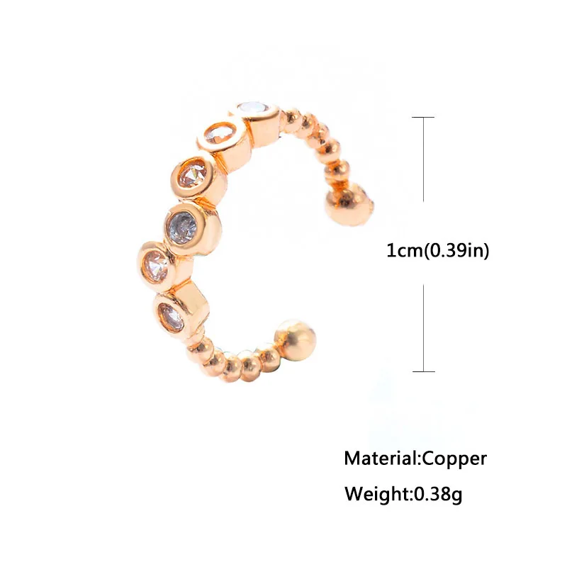 No Pierced Ear Clip Korean Sweet Crystal Ear Cuff Clip On Earrings Without Piercing Nose Ring Gold Silver Color Earcuff Jewelry ear clip earrings clip earrings