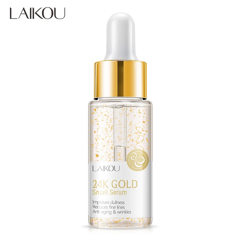 LAIKOU 24 K, экстракт улитки для лица, Золотая алюминиевая фольга, укрепляющая, против морщин, против старения, гиалуроновая кислота, увлажняющая, восстанавливающая кожу