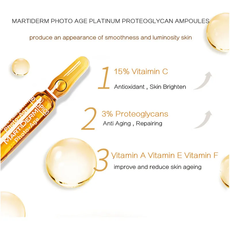 Martiderm Photo Age Platinum протеоглицоновые ампулы против старения эссенция для лица увлажняющая укрепляющая антиоксидантная восстанавливающая сыворотка 2 мл