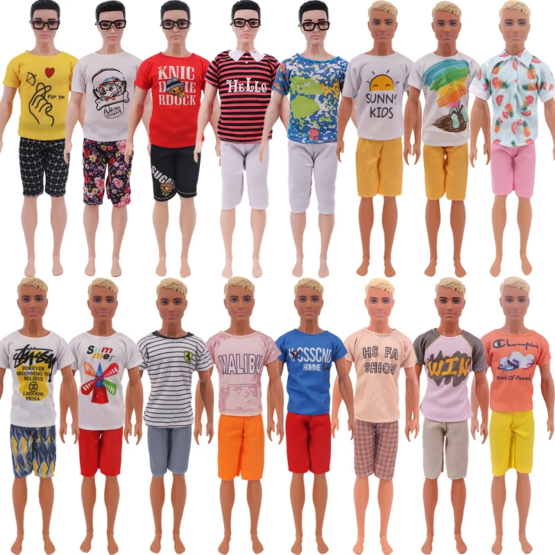 Barbiees Ken Doll Clothes Set Mini Suit 2 Pz/Set T-Shirt + Pantaloncini, Per 11.8 Pollici American Man Clothes Accessori Per Bambole Giocattoli Regalo