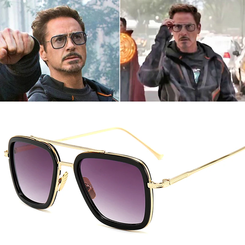 MOUGOL Роскошные модные мужские солнцезащитные очки Tony Stark в летном стиле, Мужские квадратные брендовые дизайнерские солнцезащитные очки Oculos Ретро Мужские железные очки