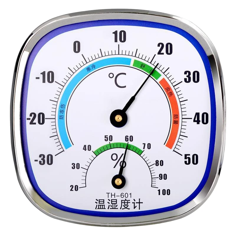 Analog Indoor/Outdoor Thermometer and Hygrometer with Stand - Battery-Free Humidity and Temperature Monitor