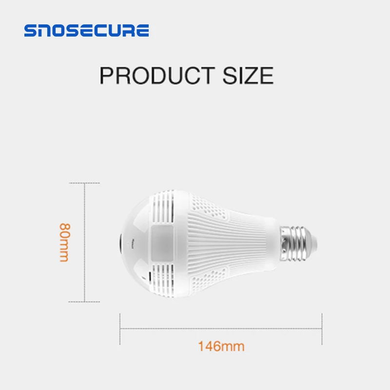 SNOSECURE 360 градусов 960P беспроводная IP камера лампа светильник рыбий глаз умная