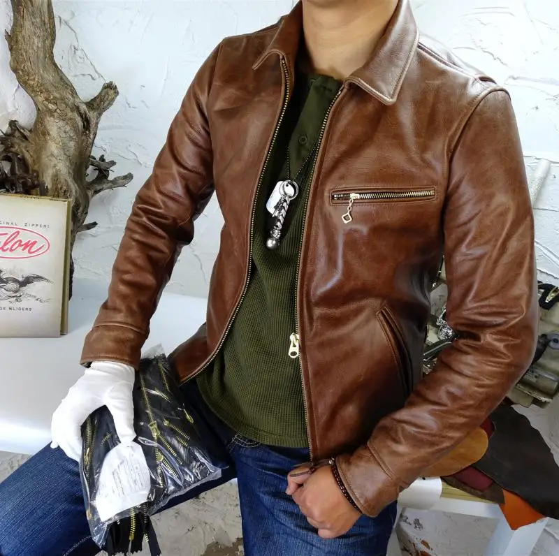 

1930s Vintage Cowhide Really Leather Coat MEN'S Leather Jacket