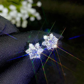 

BOEYCJR 925 Silver 0.5/1ct F color Moissanite VVS Fine Jewelry Diamond Stud Earring With national certificate for Women Gift