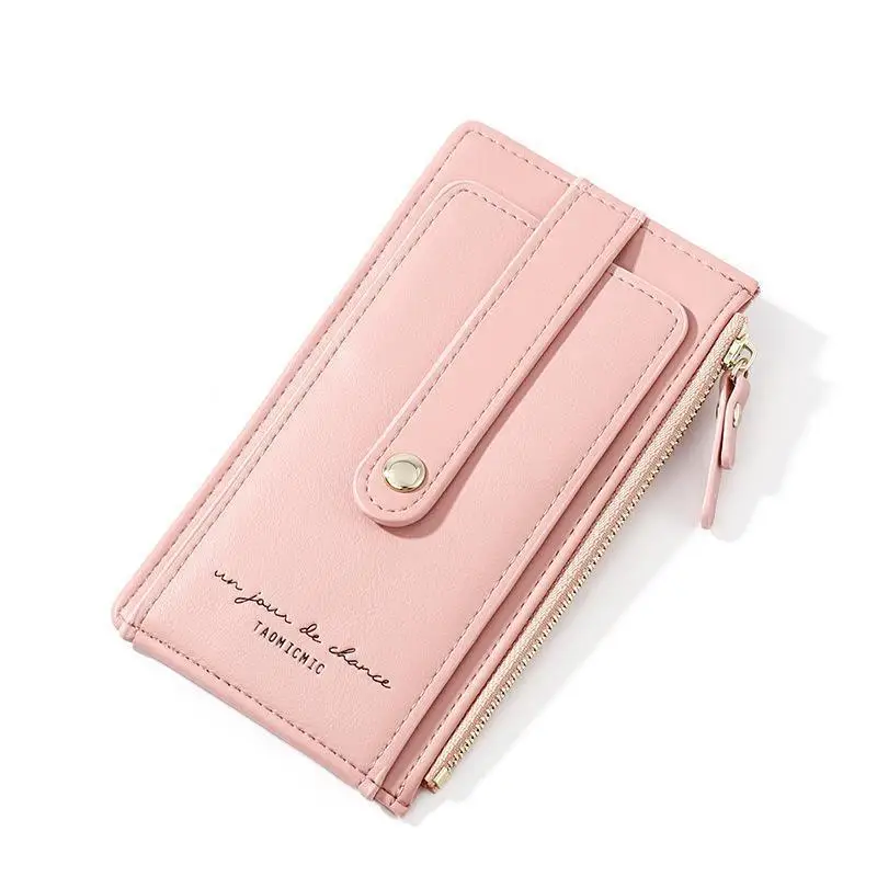 Женские держатели карт Rfid, маленький кожаный кошелек, Женский Противоугонный держатель для кредитных карт, тонкий женский кошелек для монет, карман для девушек, Billetera - Цвет: Розовый