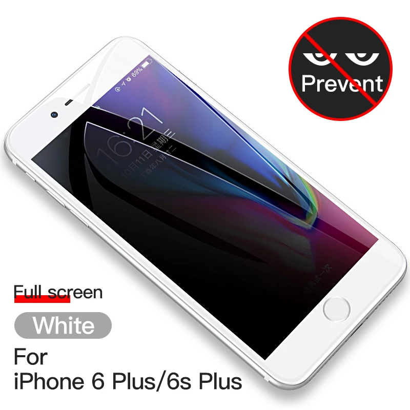 KUULAA Защита экрана для iPhone 6 6 S/6 6S Plus защитное стекло полное покрытие закаленное стекло для iPhone 7 8/7 8 Plus Антишпион - Цвет: White 6 6S Plus