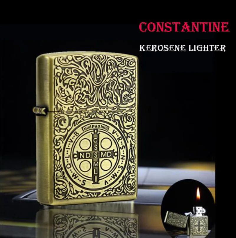 Креативная бронзовая керосиновая Зажигалка рельефы Зажигалка Constantine/flower/horse/eagle/skull