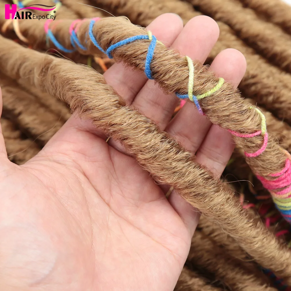 18" Soft Dreadlocks Crochet Braids Hair Goddess Faux Locs With Color Line Synthetic Braiding Hair Extensions Hair Expo City