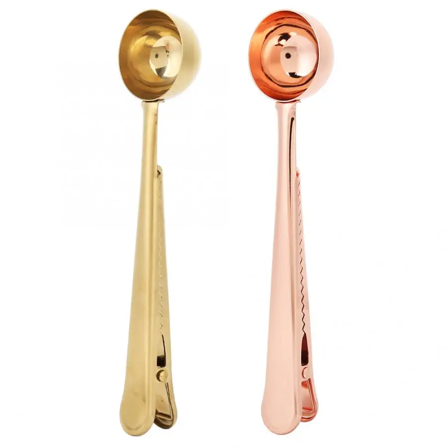 1 шт. многофункциональная ложка для кофе из нержавеющей стали, ложка с зажимом для упаковки чая, мерная ложка для кофе, кухонные принадлежности для кофе