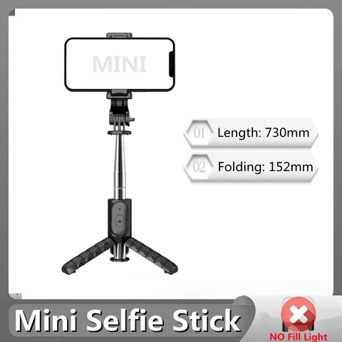 New Mini Wireless bluetooth selfie stick foldable tripod with fill light shutter remote control For Iphone Xiaomi