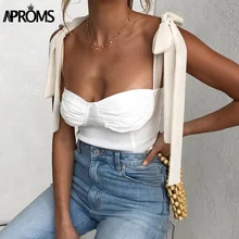 Aproms пикантная обувь с бантом и галстуком-бабочкой на плечо майки Для женщин Летняя узкая юбка-карандаш с топ-бюстье женские туфли в уличном стиле, шифоновое платье, ремень, бретели