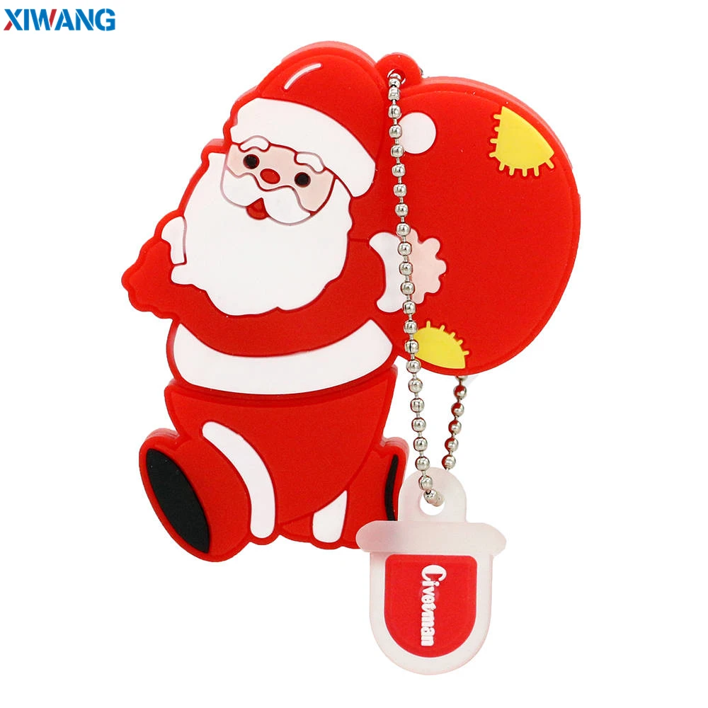 XIWANG USB Flash Drive 128GB Pendrive cartoon snowman Christmas tree gifts 64GB 32GB 16GB 8GB 4GB Elk Deer Santa Claus Pen drive