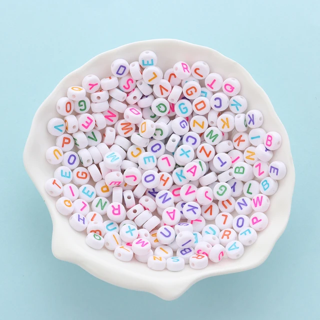 200 Pcs Acrylic Round Alphabet Beads "A-Z" Letter Spacer Beads for DIY Bracelet Necklace Kids DIY Toy Jewelry Making Accessories 2