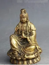 YM Jarrón chino de latón para sentarse, Estatua de la diosa Bodhisattva, GuanYin kwan yin, 308
