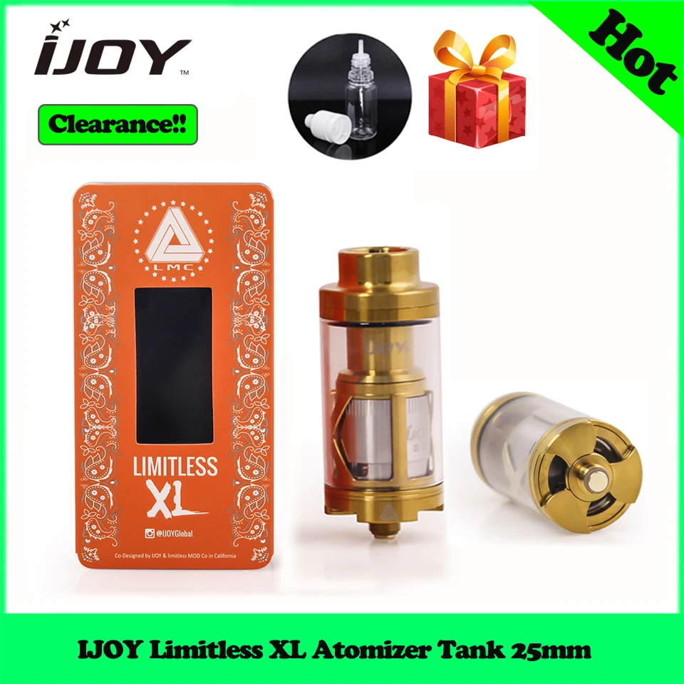 

Original IJOY Limitless XL Atomizer Vape Tank 25mm 50W-215W 4ml Capacity Dual Coils Airflow Rebuildable E Cigarette Atomizer