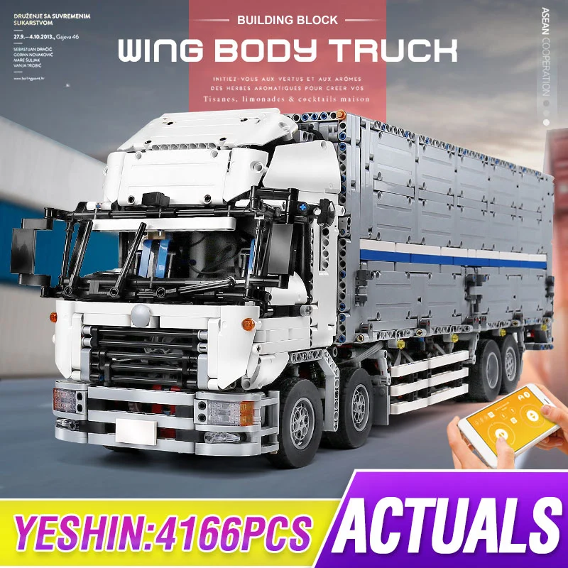 Mold King Technical App Telecomando The Wing Body Truck Con Container Moter Power Bricks Building Blocks Giocattoli Regalo Per Auto