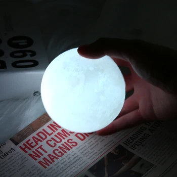 

8cm/15cm 3D Print Moon Lamp Colorful Change USB Rechargeable Moon Light Touch/Remote Control LED Night Light Bedroom Decoration