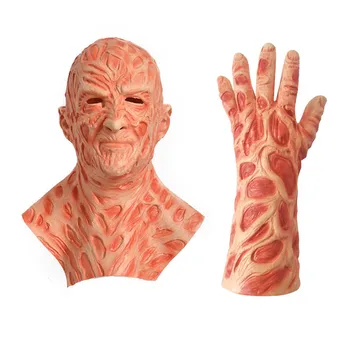 

NEW Freddy Krueger Latex Mask + Gloves Horror Movies Cosplay Costumes for Adult Halloween Carnival Horror Party Realistic Masks