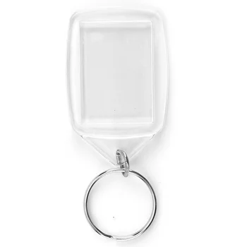 

100pcs Acrylic Plastic Blank Clear Keyrings 35x25MM Insert Photo Key Rings Gift