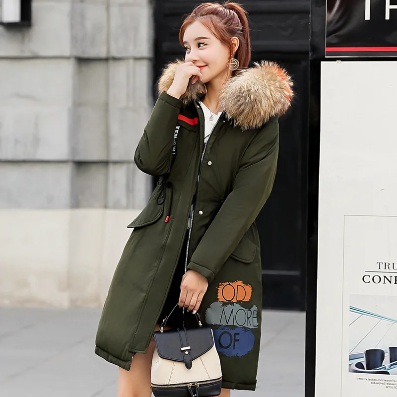 

Photo Shoot Winter Korean-style Waist Hugging Slimming down Jacket Cotton-padded Clothes Women's Mid-length Large Size Reversibl