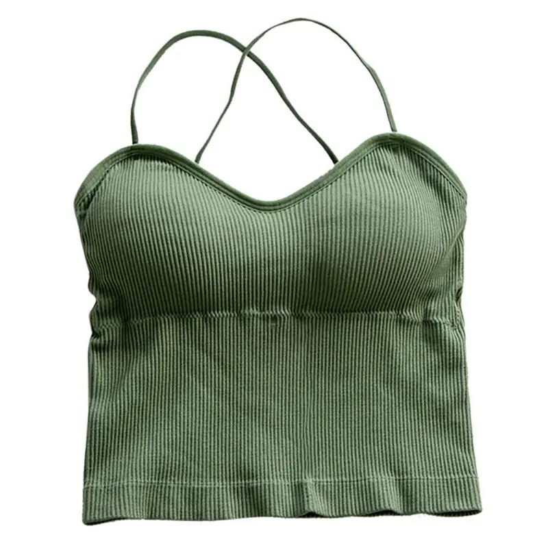 Женская майка без рукавов в рубчик с v-образным вырезом Camisole Cirss Cross Back Vest - Цвет: E